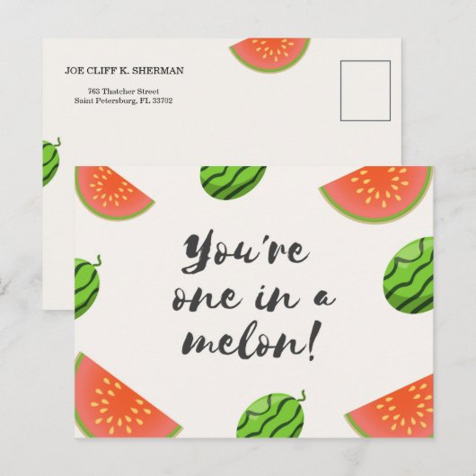 Funny Green en Red Watermelon Briefkaart (Voorkant / Achterkant)