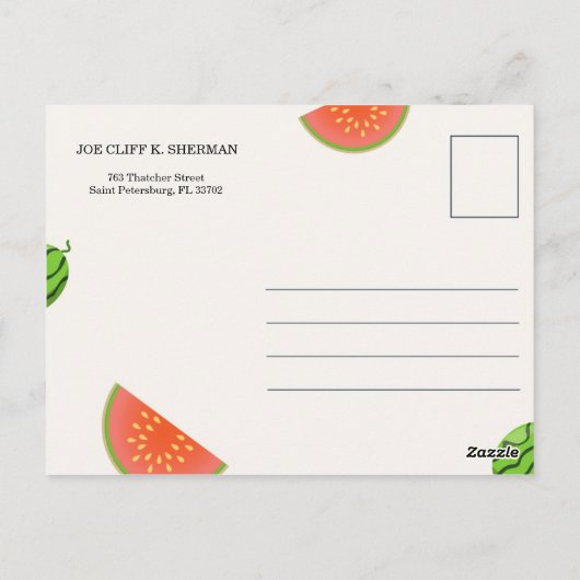 Funny Green en Red Watermelon Briefkaart (Achterkant)