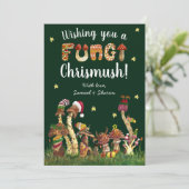 Funny Green Festive Mushroom Fungi Kerstmis Feestdagenkaart (Staand voorkant)