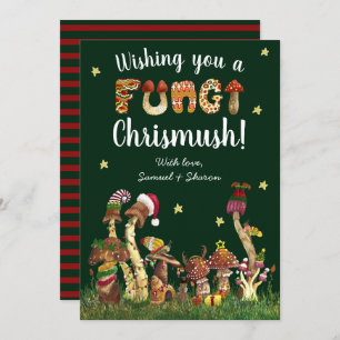 Funny Green Festive Mushroom Fungi Kerstmis Feestdagenkaart