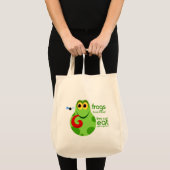 Funny Green Frog Canvas Shopping Bag Tote Bag (Voorkant (product))