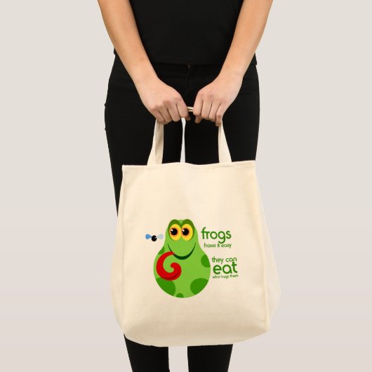 Funny Green Frog Canvas Shopping Bag Tote Bag (Voorkant (product))