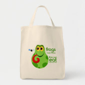 Funny Green Frog Canvas Shopping Bag Tote Bag (Voorkant)
