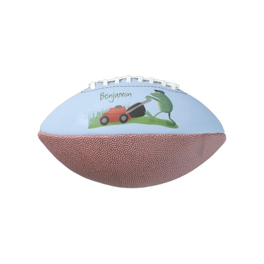Funny green frog mowing grawn cartoon american football (Gedraaid 90)