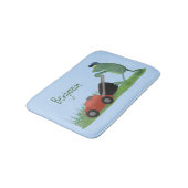 Funny green frog mowing grawn cartoon badmat (Gekanteld)