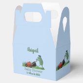 Funny green frog mowing grawn cartoon bedankdoosjes (Geopend)