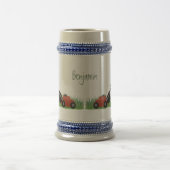 Funny green frog mowing grawn cartoon bierpul (Center)