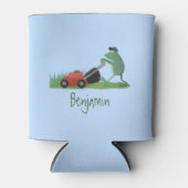 Funny green frog mowing grawn cartoon blikjeskoeler (Voorkant)