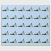 Funny green frog mowing grawn cartoon cadeaupapier (Vlak)