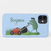 Funny green frog mowing grawn cartoon Case-Mate iPhone case (Achterkant (horizontaal))