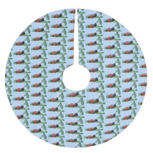 Funny green frog mowing grawn cartoon kerstboom rok (Voorkant)