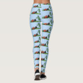 Funny green frog mowing grawn cartoon leggings (Achterkant)