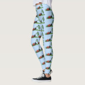 Funny green frog mowing grawn cartoon leggings (Links)