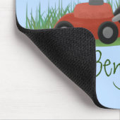 Funny green frog mowing grawn cartoon muismat (Hoek)