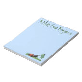 Funny green frog mowing grawn cartoon notitieblok (Linkerzijde)