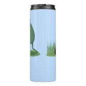 Funny green frog mowing grawn cartoon thermosbeker (Achterkant)