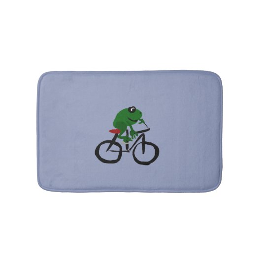Funny Green Frog Riding a Bicycle Badmat (Voorkant)