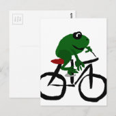 Funny Green Frog Riding Bicycle Briefkaart (Voorkant / Achterkant)