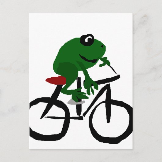 Funny Green Frog Riding Bicycle Briefkaart (Voorkant)