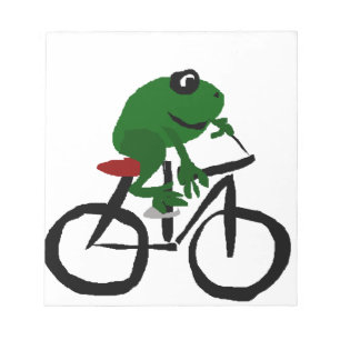 Funny Green Frog Riding Bicycle Notitieblok