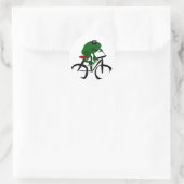 Funny Green Frog Riding Bicycle Ronde Sticker (Tas)