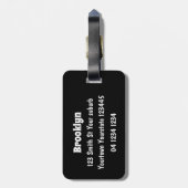 Funny green frog swatting fly cartoon bagagelabel (Achterkant verticaal)