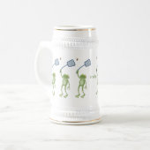 Funny green frog swatting fly cartoon bierpul (Voorkant links)