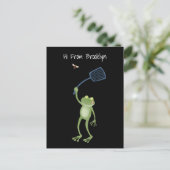 Funny green frog swatting fly cartoon briefkaart (Staand voorkant)