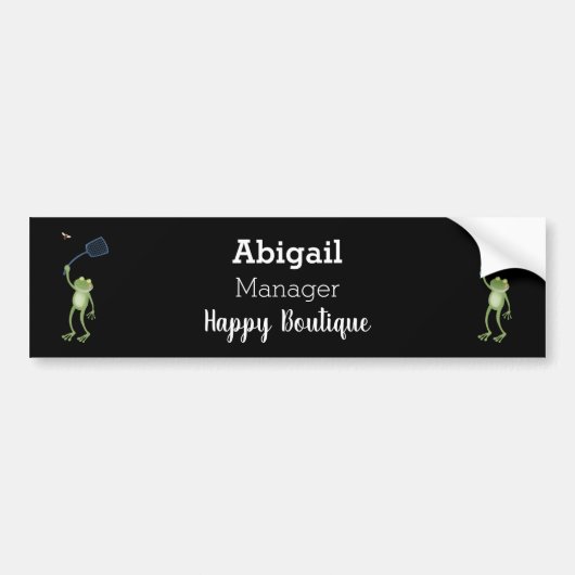Funny green frog swatting fly cartoon bumpersticker (Voorkant)