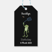 Funny green frog swatting fly cartoon cadeaulabel (Achterkant)