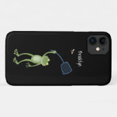 Funny green frog swatting fly cartoon Case-Mate iPhone case (Achterkant (horizontaal))