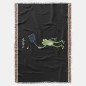 Funny green frog swatting fly cartoon deken (Voorkant Verticaal)