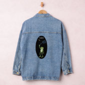 Funny green frog swatting fly cartoon denim jacket (Hangar)