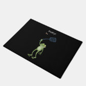 Funny green frog swatting fly cartoon deurmat (Schuin)