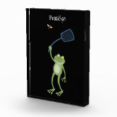 Funny green frog swatting fly cartoon fotoblokken (Rechts)