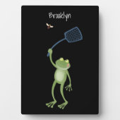 Funny green frog swatting fly cartoon fotoplaat (voorkant)