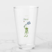 Funny green frog swatting fly cartoon glas (Achterkant)