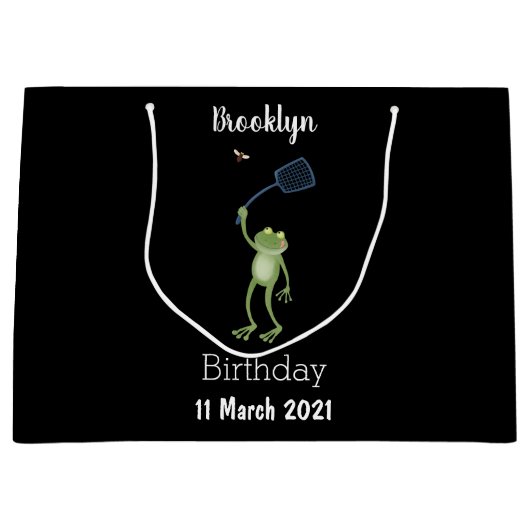 Funny green frog swatting fly cartoon groot cadeauzakje (Voorkant)