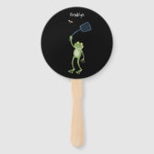 Funny green frog swatting fly cartoon handwaaier (Achterkant)