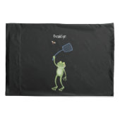 Funny green frog swatting fly cartoon kussensloop (Achterkant)