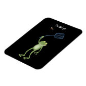 Funny green frog swatting fly cartoon magneet (Linkerzijde)