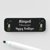 Funny green frog swatting fly cartoon naamplaatje (In situ)