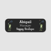 Funny green frog swatting fly cartoon naamplaatje (Voorkant)