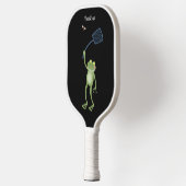 Funny green frog swatting fly cartoon pickleball paddle (Links)