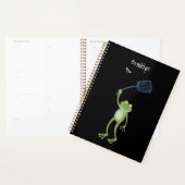 Funny green frog swatting fly cartoon planner (Display)