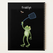 Funny green frog swatting fly cartoon planner (Achterkant)