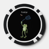 Funny green frog swatting fly cartoon poker chips (Achterkant)