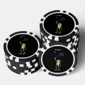 Funny green frog swatting fly cartoon poker chips (Opstapeling)