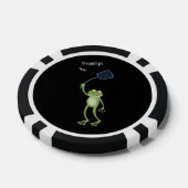 Funny green frog swatting fly cartoon poker chips (Enkel)