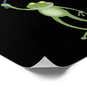 Funny green frog swatting fly cartoon poster (Hoek)